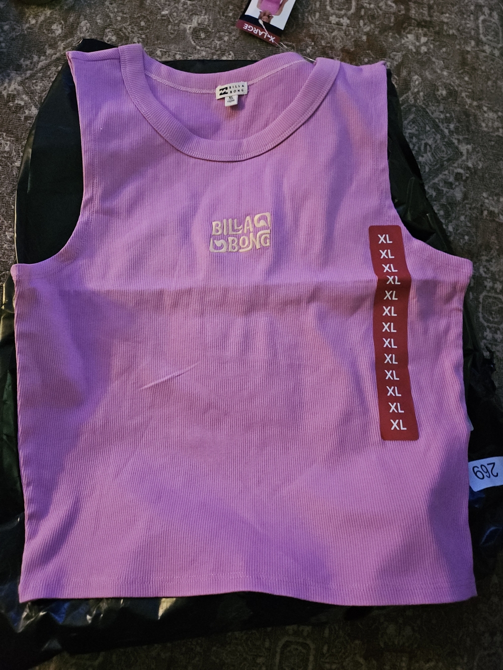 Billabong Pink Ribbed Tank Top Xl New
